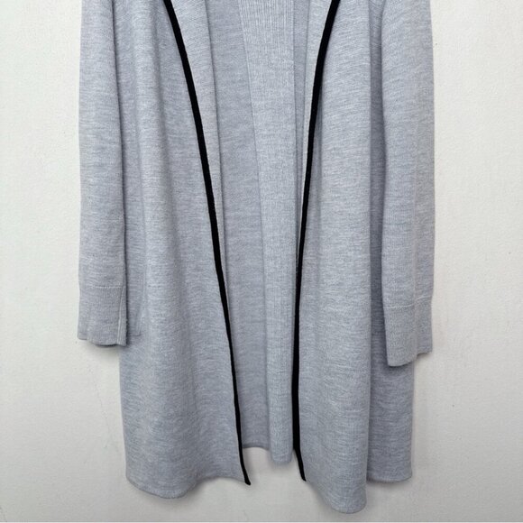 Talbots Womens Large Long Line Tipped Merino Blend Sweater Jacket - Picture 9 of 14